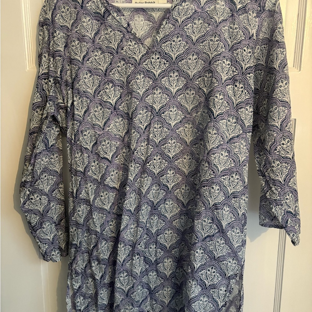Roller Rabbit Blue and White Patterned Blouse